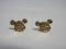 Pair - Stamped 10k Gold Mickey Mouse Face Pierced Earring w/ 14k Backs