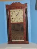 Stately Antique Seth Thomas Ogee Mahogany Veneer Black Demi-Lune Pillar Columns Clock