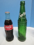Green Glass Sprite 10oz. Bottle Dimple Design & Coca-Cola Classic 8oz. Glass Bottle