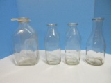 Collection 3qt Vintage Glass Milk Bottles & Half Gallon w/ Plastic Handle