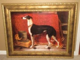 English Whippet Regal Dog Portrait Textured on Board Fine Art Print