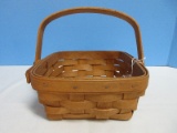 Longaberger Baskets Hand Woven Artisan Signed Dated 1991 Square Handled Berry Basket