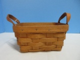 Longaberger Baskets Hand Woven Artisan Signed Dated 1994 Small Rectangular Tea Basket