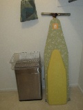 Group - Vintage Folding Ironing Board, Small Ironing Board, Stainless Steel Finish Trash Can
