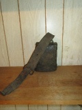 Early Large Metal Cowbell w/ Leather Collar