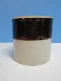 Southern Pottery Stoneware Storage Crock 2 Tone Glaze w/ Brown Band Trim