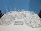 Group - Pressed Glass 1960's Anchor Hocking Prescut Pattern Clear 13 1/2