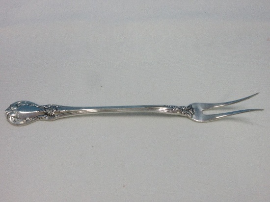 Towle Sterling Old Master Pattern Short Handle Pickle/Olive Fork 2 Flairtine 5 7/8"