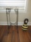 Wrought Iron Scrollwork Plant Stand w/ Faux Tile Insect Bumble Bee Top & Gourd Figural 16