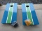Cornhole Lawn Game Blue/Green Boards w/ White Stripes w/ 4 Yellow/4 Black Corn Hole Bags