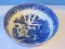 Vintage Blue Willow Pattern Footed Large Round 9 3/4