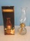 Pair - Craven Inc. Elegant Pressed Glass Oil Lamp Diamond Pattern w/ Chimney