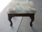Queen Anne Style Wooden Base Footstool w/ Tropical Flowers & Foliage Upholstered Top