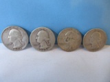 4 Silver Washington Quarters Coins No Mint Mark 1940, 2 Are 1956 & 1963