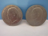 2 Eisenhower Ike 1971 One Dollar Coins Mint Mark Denver