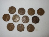 11 Lincoln Wheat Pennies One Cent Coin 1914, 1924, 1929, 1934, 1936, 1941