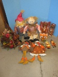 Group - Fall Thanksgiving Collection Plush Pilgrim Turkey Figures, Mr. & Mrs. Scarecrow