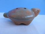 Unique Cool Pottery Terra Cotta Hand Painted Figural Turtle Whistle Intaglio Design