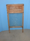 Rare Find Cupples Co. Glass Wash Board Wood Frame