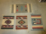 4 Artesanias 100% Wool Mexicanas Southwest Textile Scatter Rugs