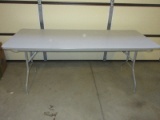 Gray Metal Base 6ft Banquet Folding Table Laminate Top