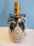 Stoneware Relief European Castle Cityscape Musical Handled Jug Converted Accent Lamp