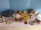 Group - Kitchenware, Scroll Footed Wire Bowl, Trivet, Coasters, Hall China Stein