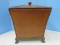 Chinoiserie Decorative Molded Rattan Design Footed Box w/ Round Finial Lid