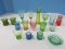 Collection Depression & Other Glassware Green Scroll Pattern Toothpick Holder