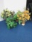 Collect 4 Floral/Greenery Arrangements in Wire Vase on Metal Base