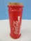 Painted Red Glass Cylinder w/ Enjoy Coca-Cola Logo Emblem Cork Stopper 9 1/2