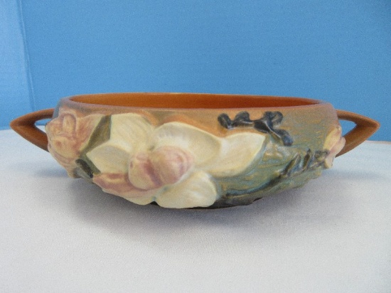 Roseville Pottery Magnolia Pattern 6" Bowl Textured Tan Background