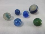 Early Glass Marbles Shooter & 5 Marbles