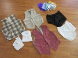 Group - 1940's-50's Lingerie, 10 Handkerchiefs, 2 Small Scarves, 3 Vintage Vest, Etc.