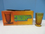 Set - 8 Whitehall Pattern by Colony Glass Gold 14oz. Pressed Glass Cooler Set