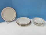 4 Elegance II Collection Bavarian Brown Pattern Fine Stoneware Dinner Plates 10 5/8