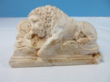 White Swiss Lion Figural Statuette Possibly Brought Back From Europe in WWII
