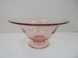Pink Depression Glass Footed Bowl w/ Flared Rim