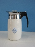 Corningware Blue Corn Glower Pattern 10 Cup Coffee Percolator Pot