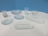 Group - 2 L.E. Smith Glass Co. Hobstar Button Pattern Oblong Dishes