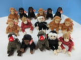 16 Collectible Ty Beanie Babies Collectors Plush Toys Various Monkeys