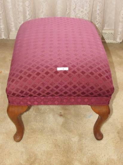 Sam Moore Furniture Ottoman Wine/Tawney Diamond Pattern, Curved Wood Feet