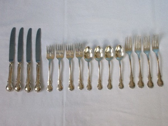 16 Pieces - Towle Sterling French Provincial Pattern Silverware Chic Curvaceous Design