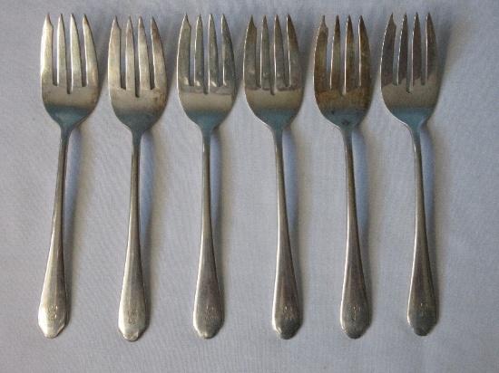 Weidlich Set - 6 Sterling Silverware 5 3/4" Salad Forks w/ Monogram "B"