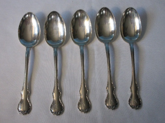 5 Towle Sterling French Provincial Pattern Silverware Teaspoons 6"