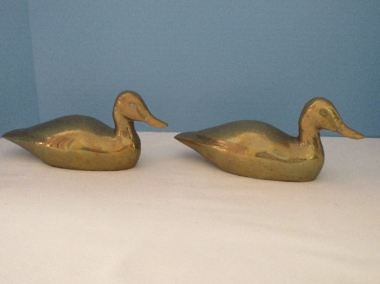 Pair - Solid Brass Duck Figures