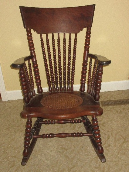 Rare Find Exceptional Early Heywood Brothers-Wakefield Furniture High Back Oak Rocker