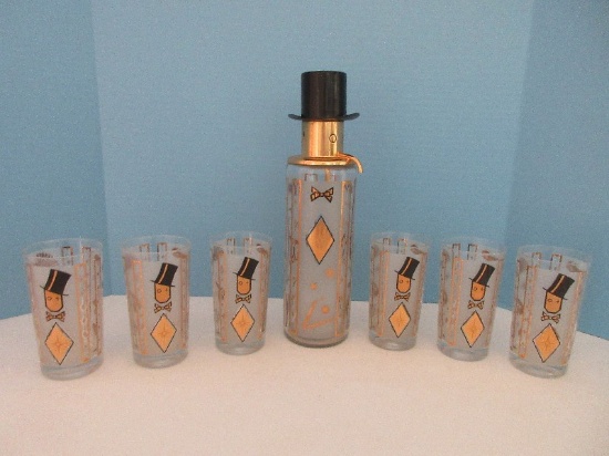 Fantastic Vintage Barware Top Hat Pump Decanter Set - Circa 1940's