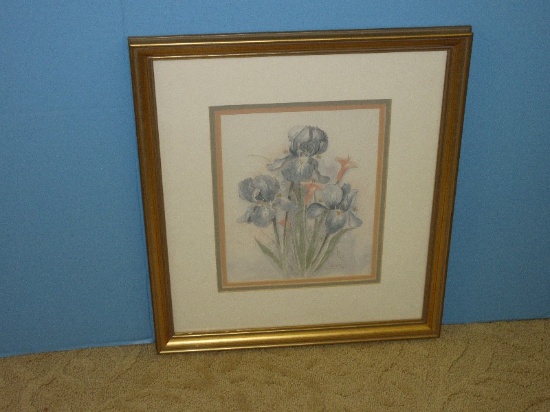 Still Life Bearded Irises Attributed to Artist Signed Bentrand Limited 29/2900 Edition Fine Art