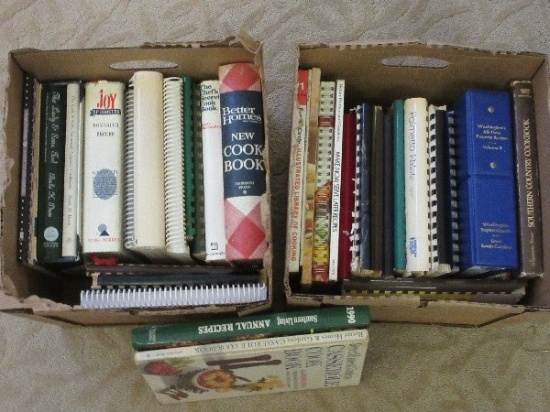 2 Boxes Misc. Cookbooks Southern Living Casserole Cook Book, Palmetto Palate, Joy